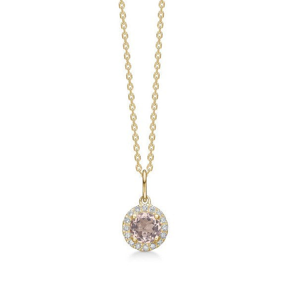 Florence vedhæng i 14 kt guld med morganit og 0,10 ct diamanter fra Mads Z